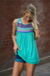 Blue Embroidered Tank Top