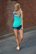 Blue Embroidered Tank Top