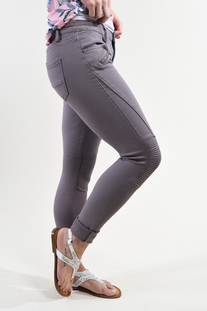 Purple Grey Moto Pants