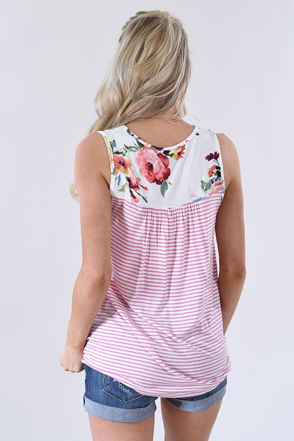 Take a Hint Floral & Striped Tank Top