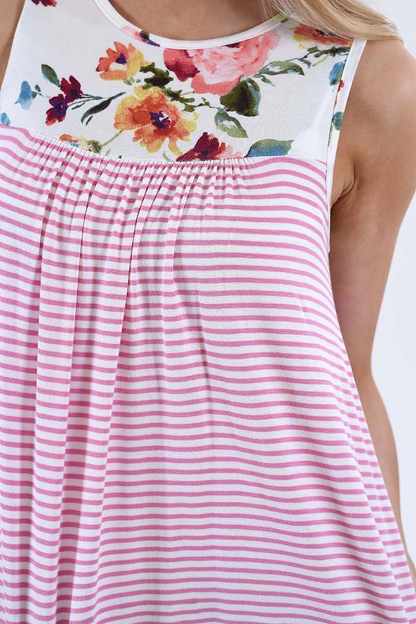 Take a Hint Floral & Striped Tank Top