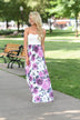 Strapless Purple Floral Maxi