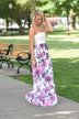 Strapless Purple Floral Maxi