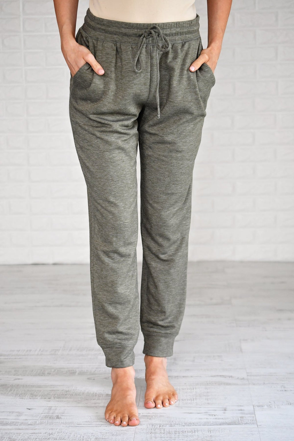 Elastic Waistband Super Comfy Jogger Pants Coziest Joggers Ever Olive