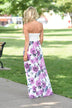 Strapless Purple Floral Maxi