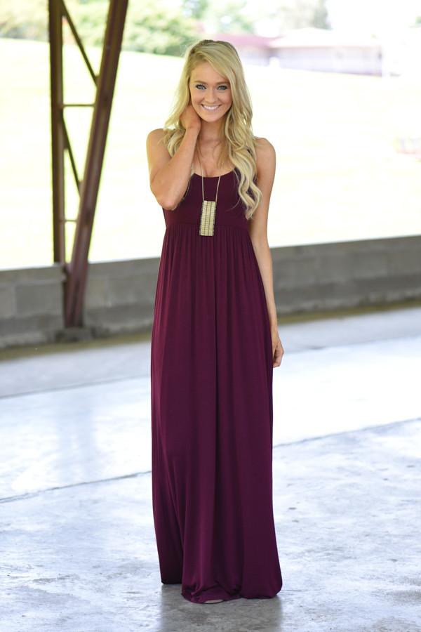 Burgundy Maxi Tank Dress The Pulse Boutique