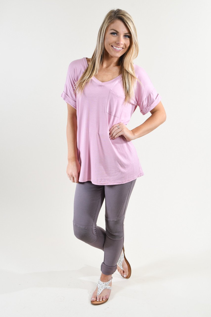 Light Purple Essential V-Neck Top