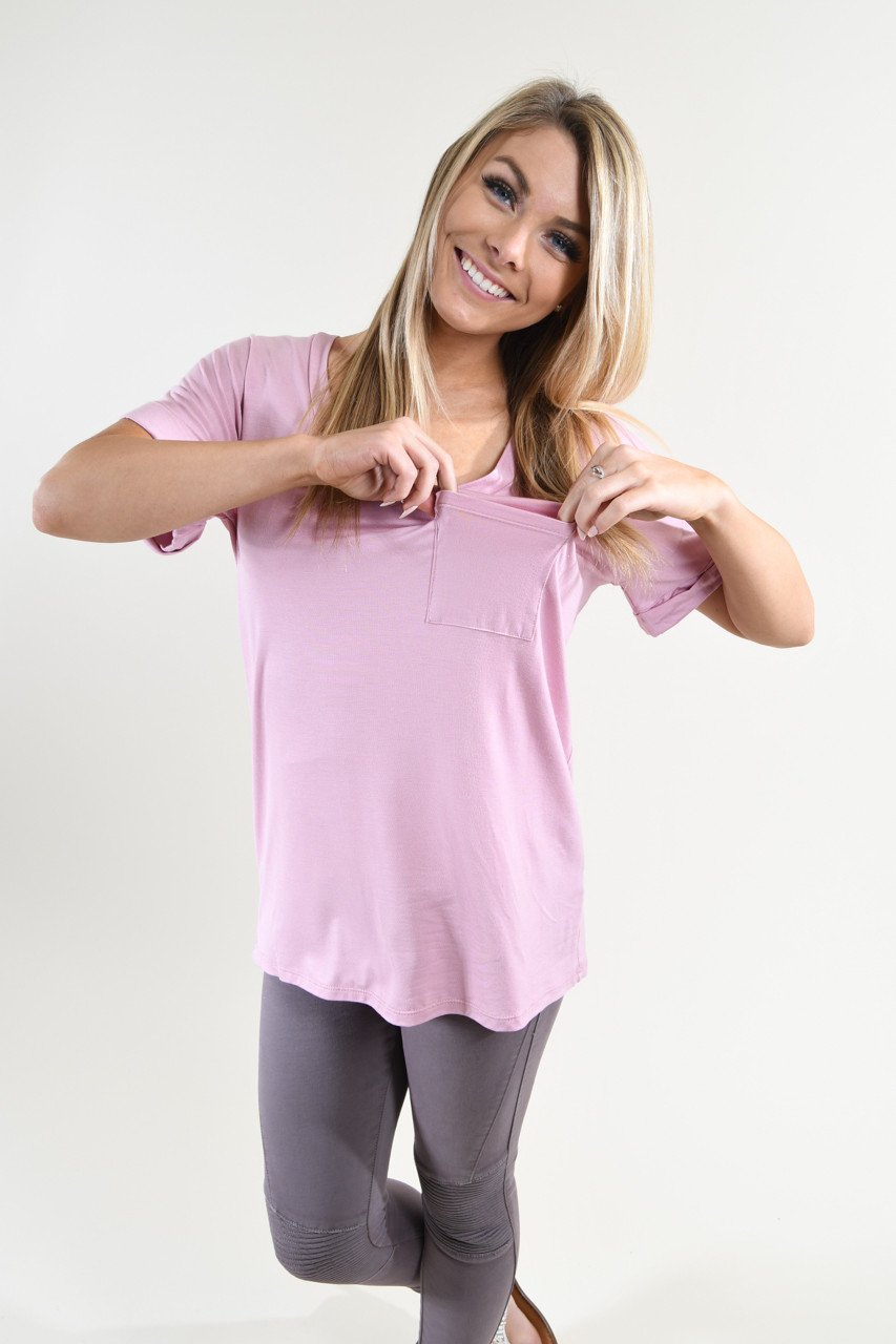 Light Purple Essential V-Neck Top