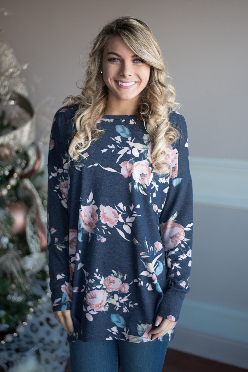 Trust in Me Floral Top - Blue