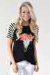 Black - Floral Skull Top