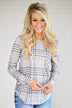 Perfectly Plaid Long Sleeve Top ~ Grey