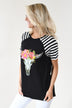 Black - Floral Skull Top