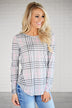 Perfectly Plaid Long Sleeve Top ~ Grey