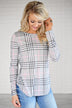 Perfectly Plaid Long Sleeve Top ~ Grey