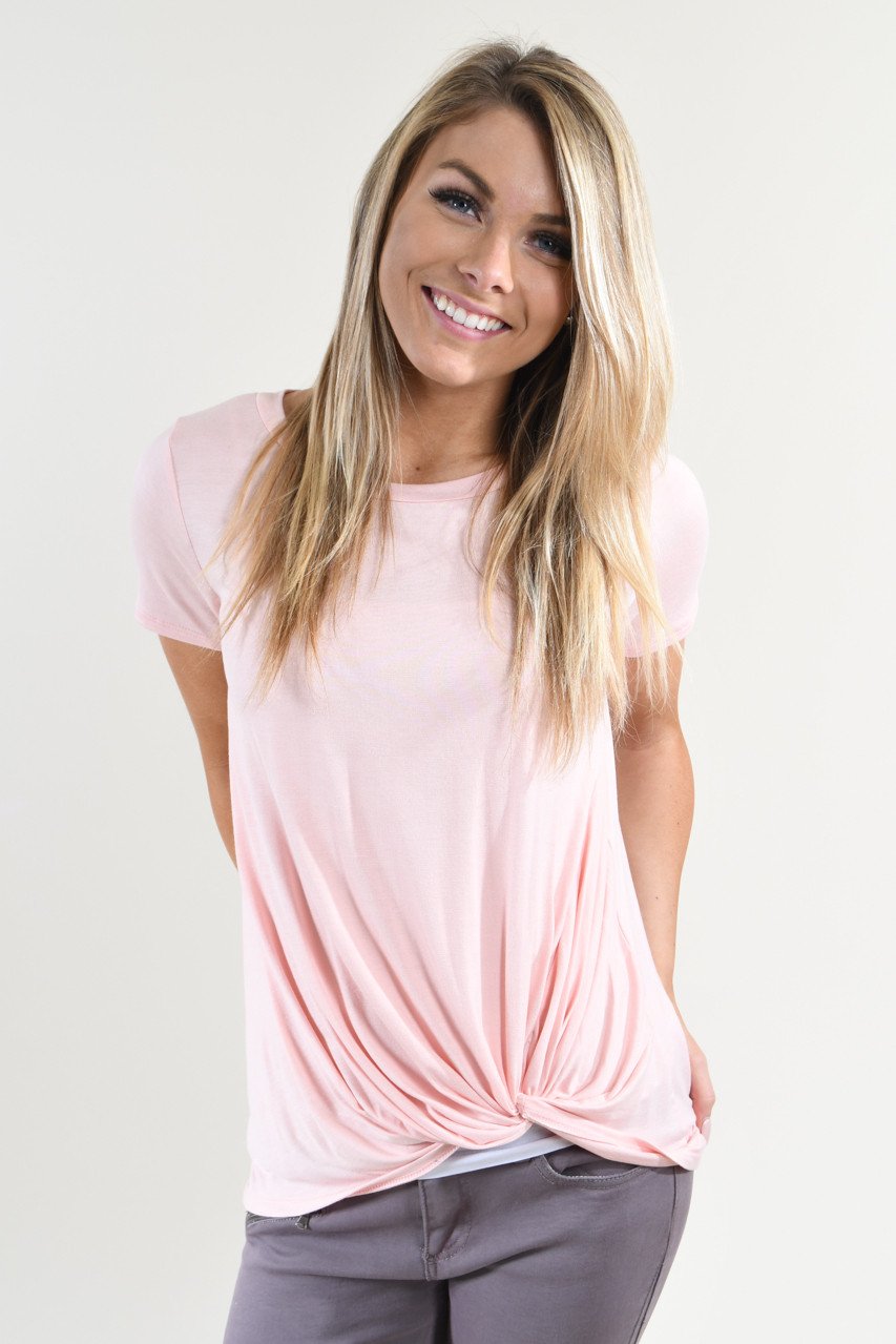 Solid Light Peach Knot Top
