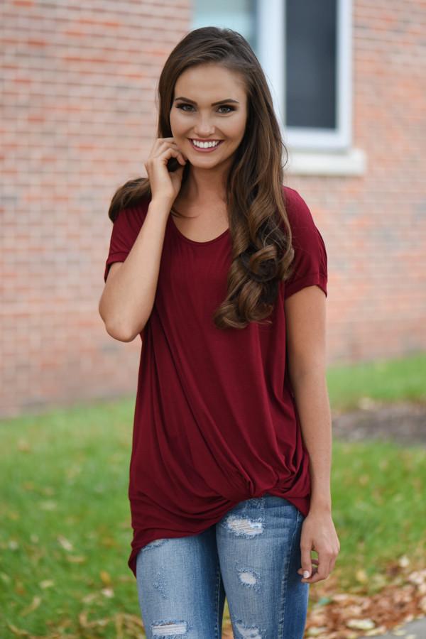 Burgundy Knot Top