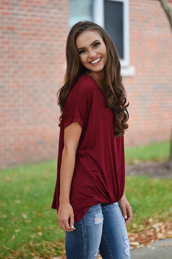 Burgundy Knot Top
