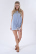 So Knotty Blue Striped Tank Top