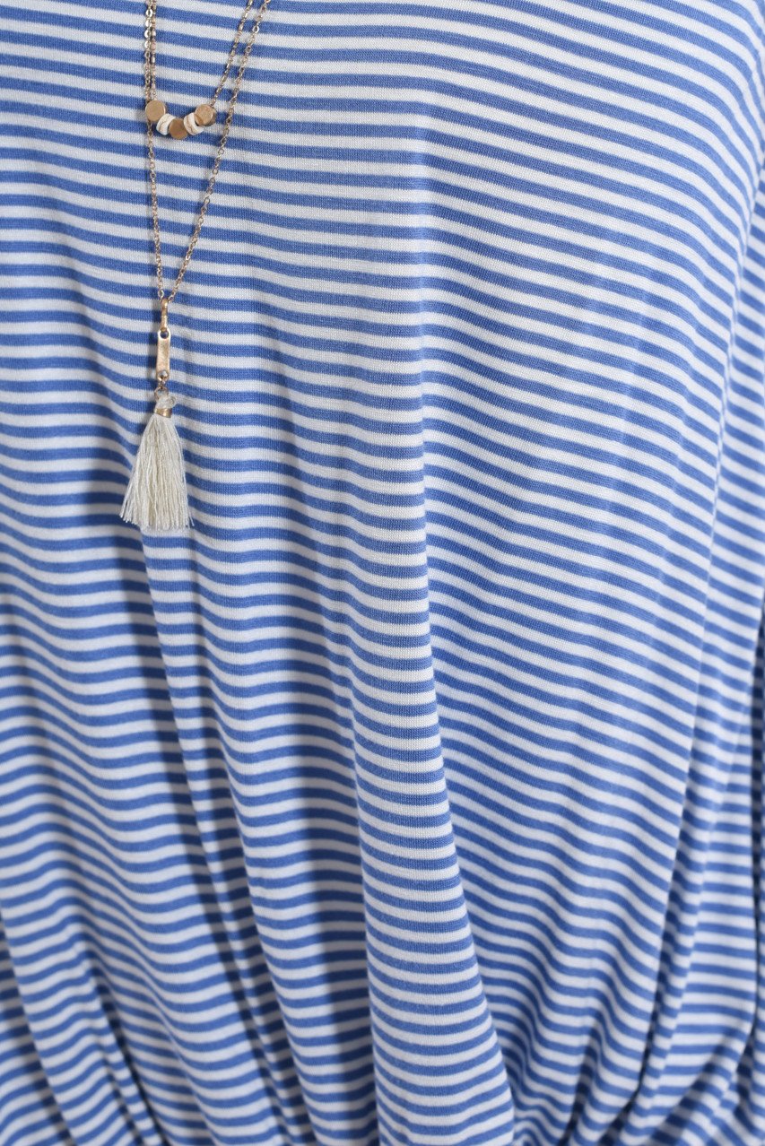 So Knotty Blue Striped Tank Top