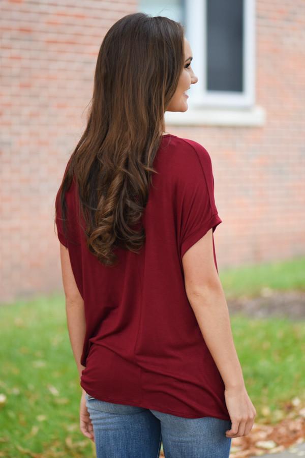 Burgundy Knot Top
