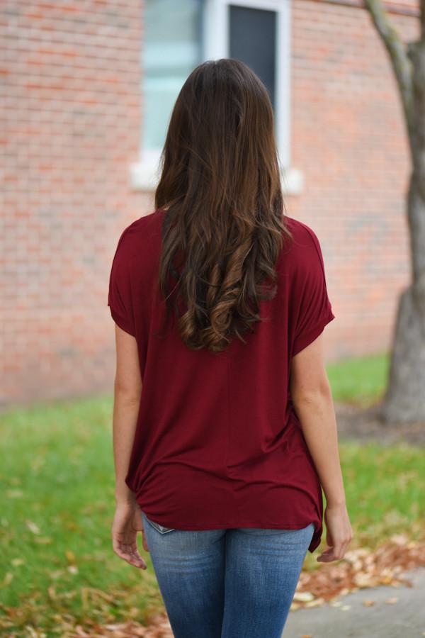 Burgundy Knot Top