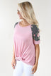 Sweet Pea Charcoal Floral Sleeve Top ~ Mauve