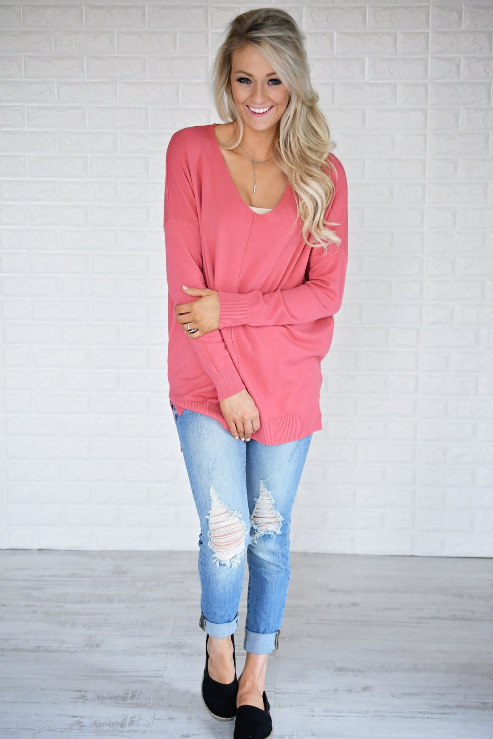 Hold On To Me Sweater ~ Deep Blush