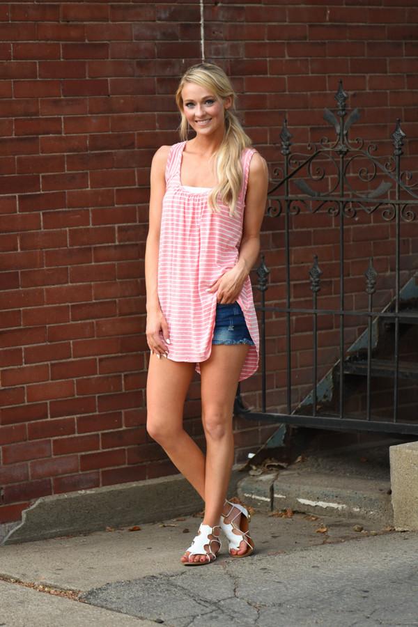 On the Run Tank Top - Pink Stripes