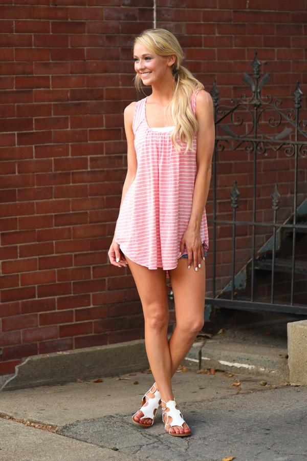 On the Run Tank Top - Pink Stripes