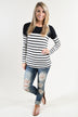 Long Sleeve Striped Black Top