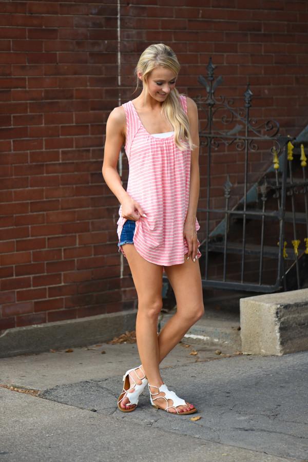 On the Run Tank Top - Pink Stripes