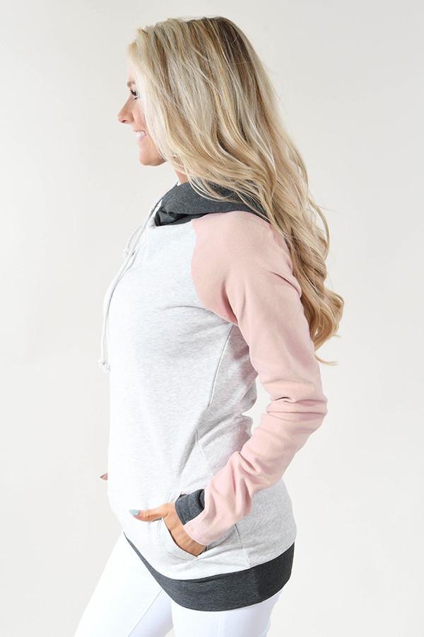 Ampersand Ave. Double Hooded Sweatshirt ~ Baseball Pink