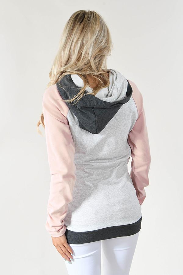 Ampersand Ave. Double Hooded Sweatshirt ~ Baseball Pink