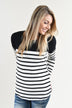 Long Sleeve Striped Black Top