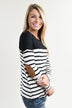 Long Sleeve Striped Black Top