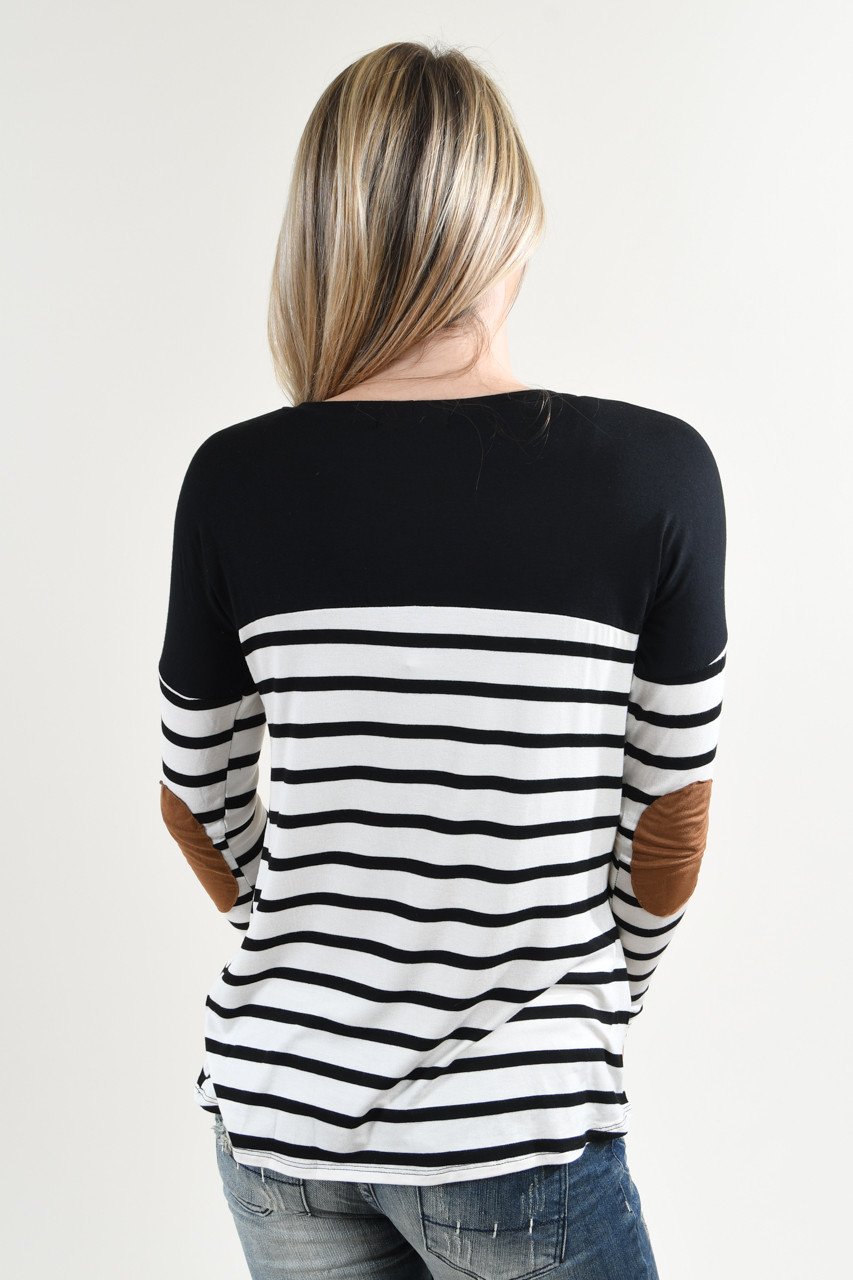 Long Sleeve Striped Black Top