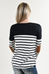 Long Sleeve Striped Black Top