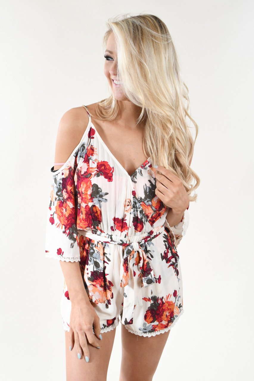 Open Shoulder Floral Romper – The Pulse Boutique