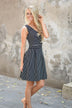 Climb the Ladder Black Stripe Dress