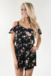 Black Floral Cold Shoulder Romper
