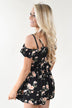 Black Floral Cold Shoulder Romper