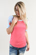 Watermelon Floral Sleeve Top