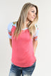 Watermelon Floral Sleeve Top
