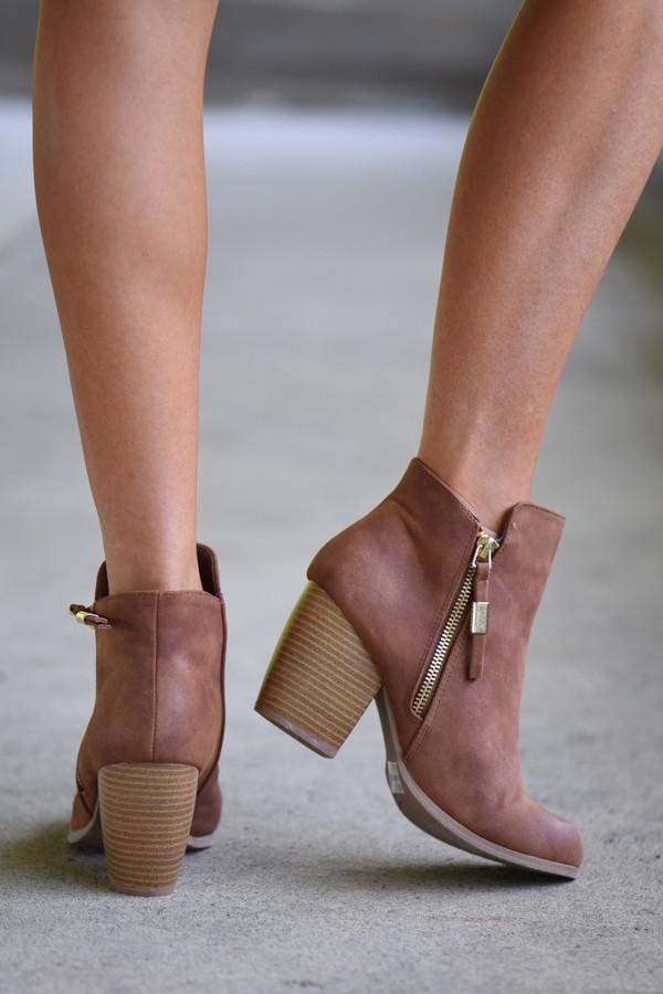 Cognac Booties The Pulse Boutique