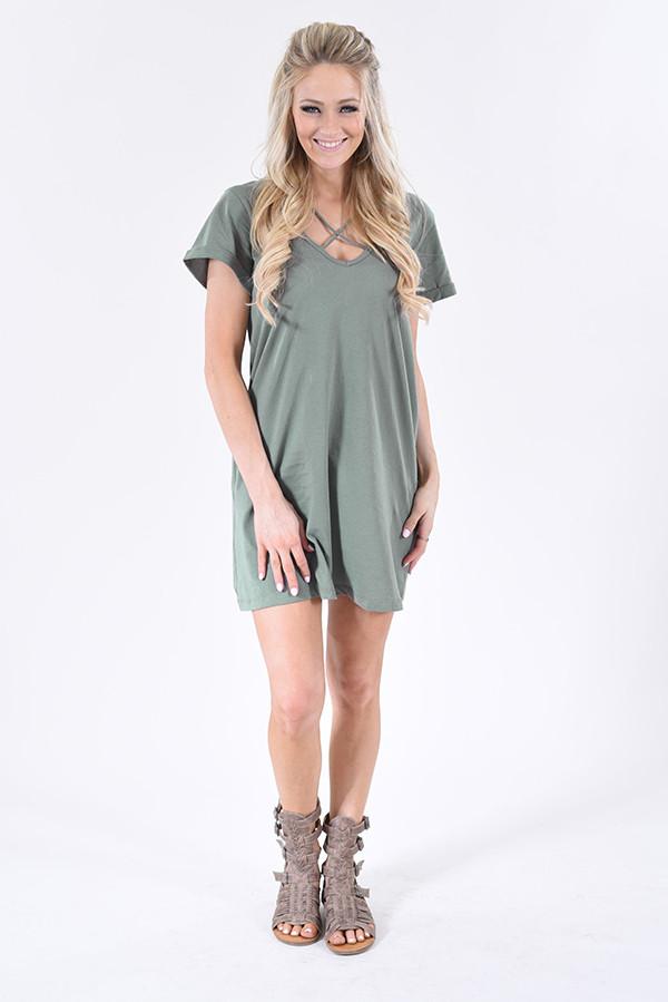 You're the One ~ Sage T-Shirt Dress