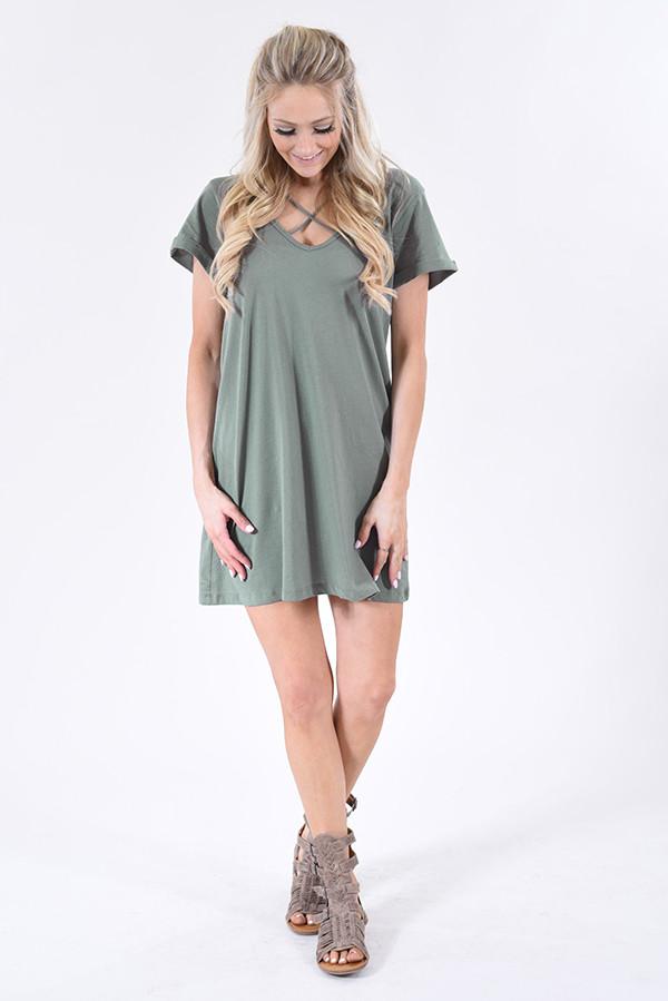 You're the One ~ Sage T-Shirt Dress