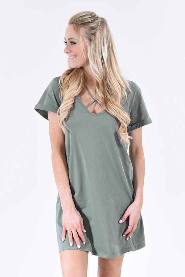 You're the One ~ Sage T-Shirt Dress