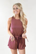 Maroon Drawstring Romper