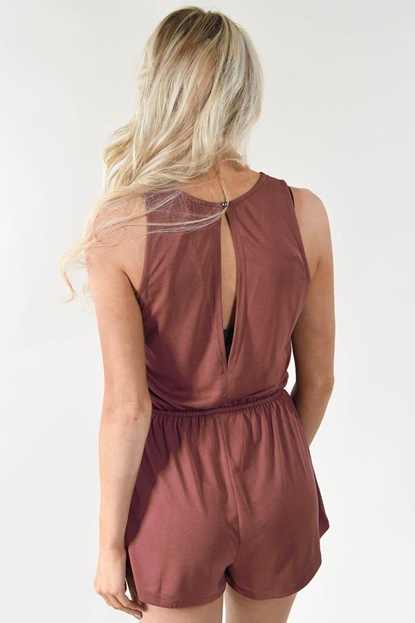 Maroon Drawstring Romper