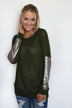 Leave a Little Sparkle Top - Olive
